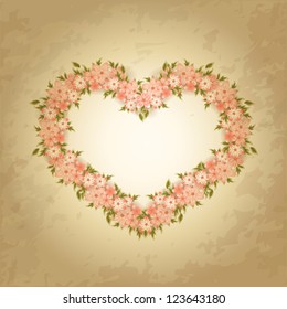 Valentine`s Day Card With flowers. Vector Illustration