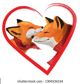 Valentine's Day card with foxes