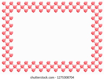 Valentines day card. Frame mesh of hearts