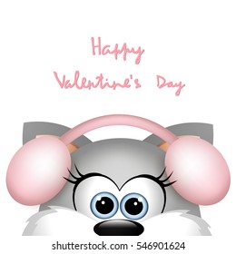 Valentines day card with funny cat.