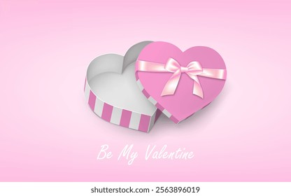 Valentine's Day. Card with a gift box in the shape of a heart. Vector illustration