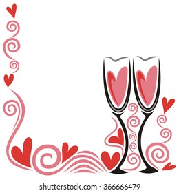 Valentines day card with glasses vector illustration