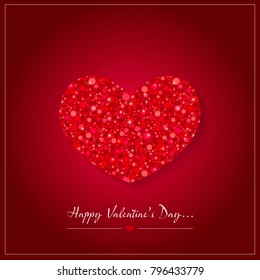 Valentines day card with glitter heart shape
