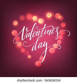 Valentines Day card with Glowing lights heart. Vector illustration EPS10