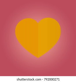 Valentine's day card  with gold heart on red background ,  copy space , vector illustration , image.