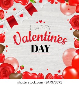 Valentines Day Card With Gradient Mesh, Vector Illustration