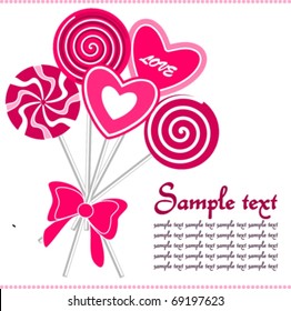 Valentine's Day card/ Greeting Card with lollipops