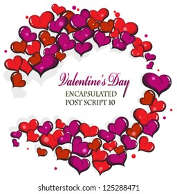 Valentine's Day card with hand drawn hearts on a white background