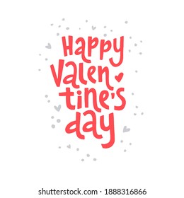 Valentine's Day Card. Hand drawn lettering with decorative hand drawn love elements. Vector illustration in modern flat style.