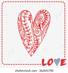 Valentine's day card with hand drawn heart.