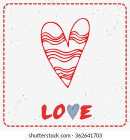 Valentine's day card with hand drawn heart.
