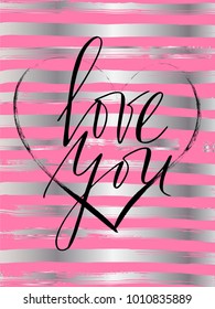 Valentines day card handwritten text lettering vector