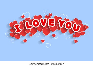 Valentine's Day card header. Handmade font.  EPS 10. Transparent editable shadows. Smartly grouped and layered.