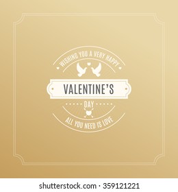 Valentine's day card. Headline with frames and borders on metallic texture background. Vector illustration.