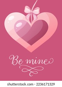 Valentine's day card. Heart with a bow and an inscription.