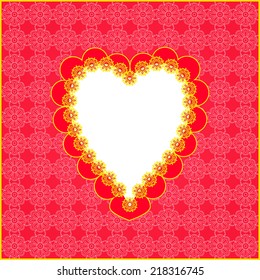 valentine's day card. heart and flowers on a red background, vector illustration