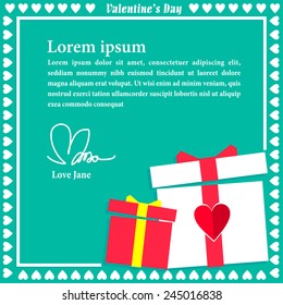 Valentine's Day Card With Heart Frame in Any Concept and colour. Vector Eps.10