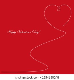 Valentines day card with heart line drawing, vector illustration
