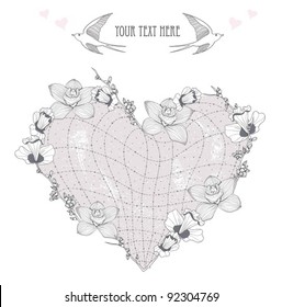 Valentine's day card. Heart made from flowers. Postcard, greeting card or invitation.