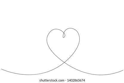 Valentines day card with heart one line drawing vector illustration