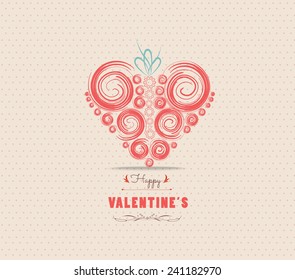 Valentines day card with heart ornament