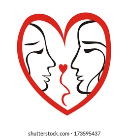 Valentines day card heart pair vector illustration
