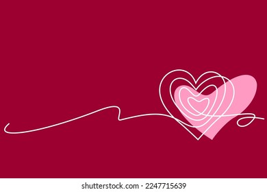 Valentines day card. Heart scribble drawing. Continuous One line drawing. Love sign minimalism, hand drawn vector illustration. Doodle abstract symbol.