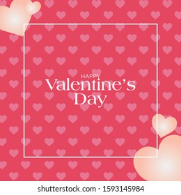 Valentines day card with heart shape pattern in background : Vector illustration.