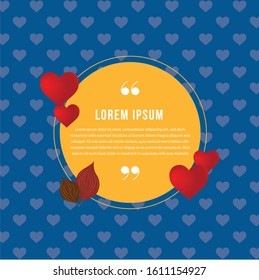 Valentines day card with heart shape : Vector illustration. Blue, Red, Yellow