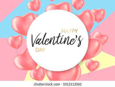 Valentine's Day card with heart shaped air baloons. Vector illustration