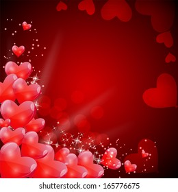 Valentines Day Card with Heart Shaped Balloons, Vector Illustration