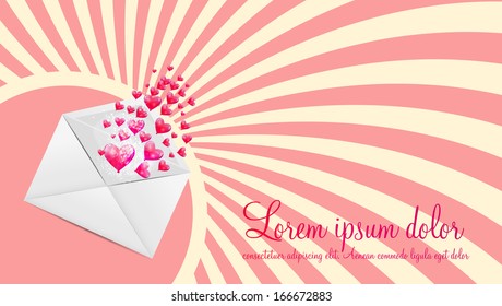 Valentines Day Card with Heart Shaped Balloons, Vector Illustration
