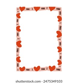 Valentines day card with heart shapes on white background