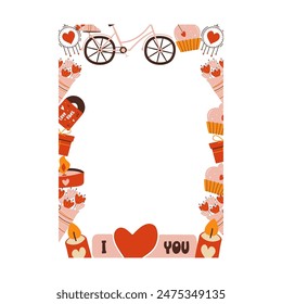 Valentines day card with heart shapes on white background