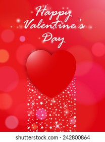 Valentines day card with heart and shining stars