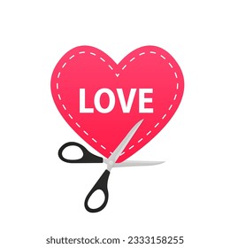Valentine's day card. Heart. Sticker. Scissors cut out a heart. Vector illustration