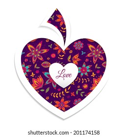 Valentine's day card with heart . Vector illustration
