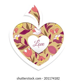Valentine's day card with heart . Vector illustration