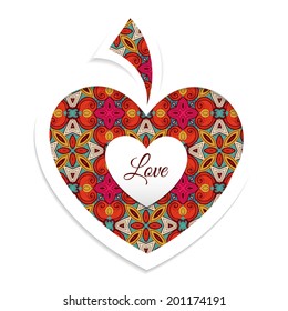 Valentine's day card with heart . Vector illustration