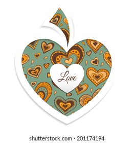 Valentine's day card with heart . Vector illustration