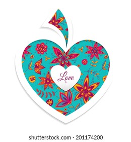 Valentine's day card with heart . Vector illustration