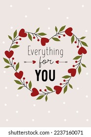 valentines day card with heart  - vector illustration, eps