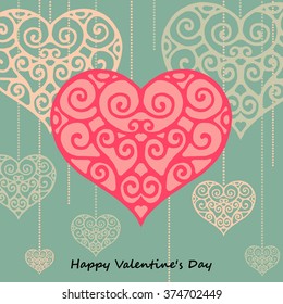 Valentine's day card with  Heart . Vector illustration.