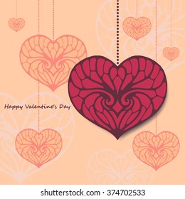 Valentine's day card with  Heart . Vector illustration.