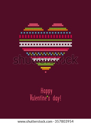 Valentines day card with heart. Vector illustration.