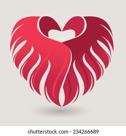 Valentine's Day card with heart and wings