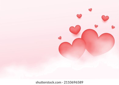 valentines day card with hearts behind the clouds