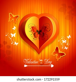 Valentine's day card with hearts and butterflies