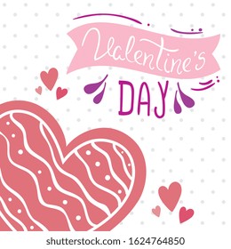 valentines day card with hearts decoration vector illustration design