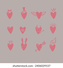 Valentine's Day card. hearts with different characters. Seamless pattern, pattern